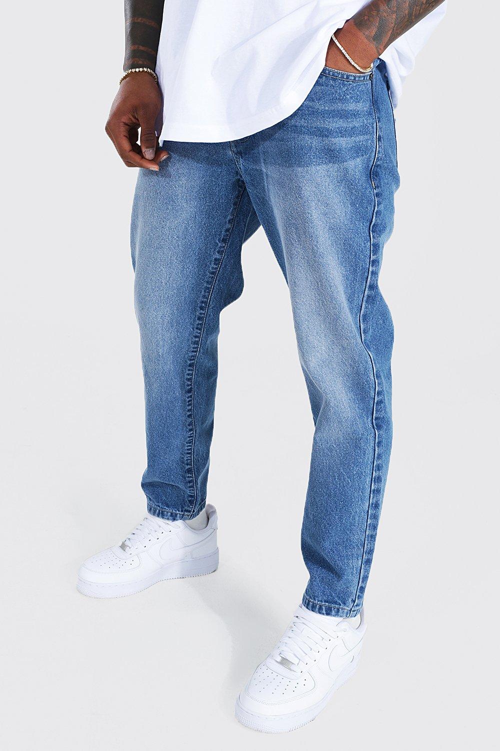 Mens Blue Tapered Fit Jean Contains Cotton, Blue